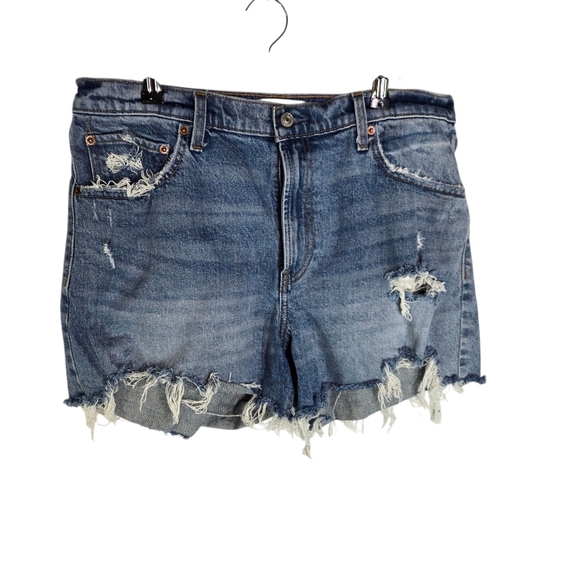 Abercrombie High Rise 4" Short Distressed Denim Jean Shorts - Picture 1 of 6